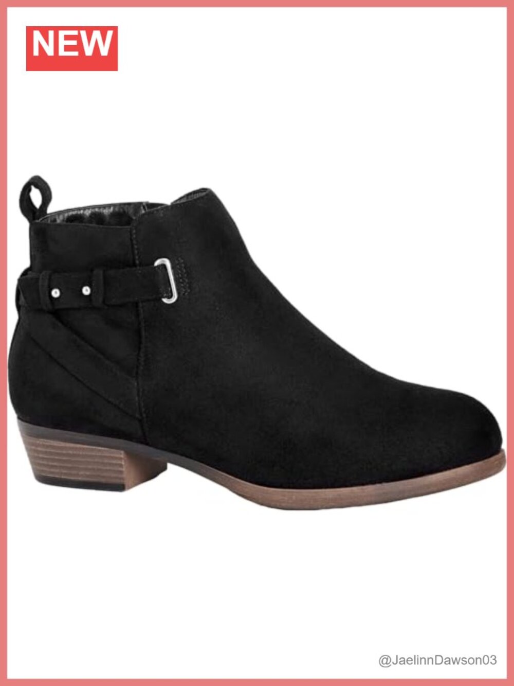 Wide Fit Ankle Bootie with Side Zip & Block Heel, Faux Suede